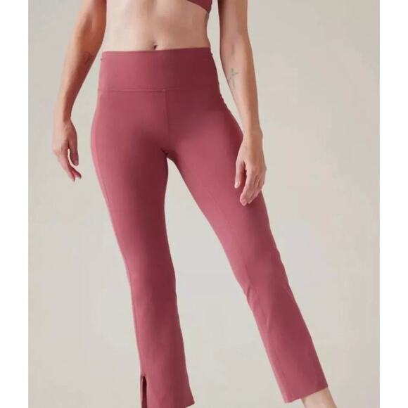 Athleta Transcend Crop Pants Pink Rose Mauve Straight Leg Size S Pockets - Picture 2 of 8